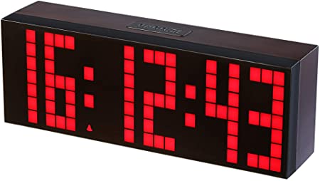 Moireouce Digital Large Big Jumbo LED Snooze Wall Desk Alarm Clock with Thermometer Calendar Indoor Clock
