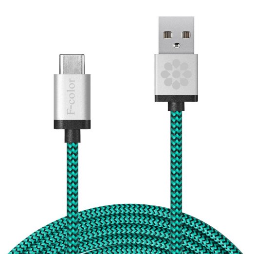 Type C Cable, 6.6ft Long F-color Braided Reversible USB 2.0 Charger Cord for Nexus 5X 6P,LG G5, OnePlus 2, New MacBook 12", Pixel C Lumia 950 / XL Nokia N1 Google Pixel, Asus Zen AiO, Zuk Z1, Silver