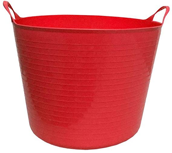 Tuff Stuff Products F16-RD 16 Gallons Outdoor Carry Flex Tub Storage Bin Container Tote Tubs Bucket with Carrying Handles, Red