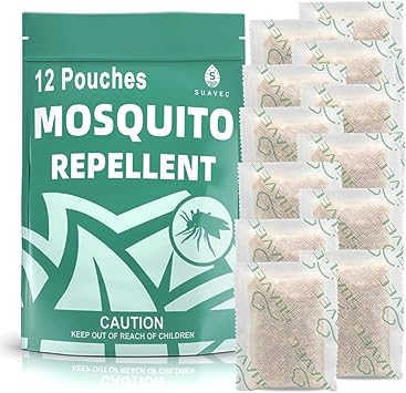 SUAVEC Mosquito Repellent for Patio, Mosquito Repellent Indoor, Mosquito Repellents for Yard, Outdoor Mosquito Repellant, Mosquito Control for Room, Mosquito Deterrent for Camping-12 Pouches