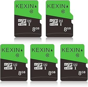 KEXIN 8GB Micro SD Card 5 Pack with SD Adapter microSDHC Memory Card UHS-I C10 U1 Micro SD Card Full HD High Speed TF Card for Smartphone Tablet Action Camera Dash Cam Drone Game Console