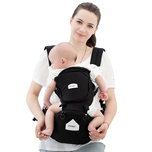 Innoo Tech Hipseat Ergonomic Baby Carrier | Breathable 3D Mesh Fabric Design for Summer | Front, Back and Hip Seat Position | Great Back and Lumbar Support | 100% Cotton | Pockets to Hold Keys, Cards