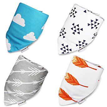 Baby Bandana Drool Bibs 4-Pack AOREAL Cotton Soft Saliva Towel for Girl Boy