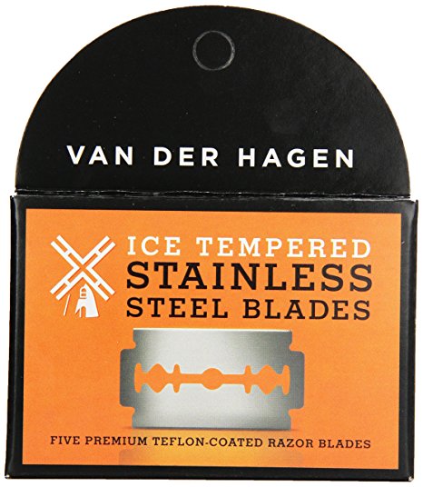 Van Der Hagen Stainless Steel Razor Blades, 5 Count (Pack of 6)
