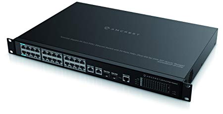 Amcrest Gigabit Uplink 26-Port POE  Ethernet Switch with Metal Housing, 24-Ports POE  (Plus) 802.3at 360w SFP Optical, Managed (AGPS26E24P-AT-240M)