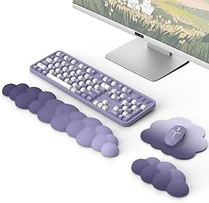 MoKo Cloud Wrist Rest, Ergonomic Cloud Keyboard Wrist Rest with Mouse Rest Wrist Pad, Upgraded PU Leather Cloud Arm Rest Wrist Pad for Keyboard and Mouse for Office, Gaming, Computer, Laptop, Purple