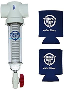 24 Mesh Rusco Vu-Flow 2 Inch PVC Slip Fit 100 GPM Spin Down Sand Separator/Sediment Water Filter System - Bonus: Two Genuine KleenWater Can Holders
