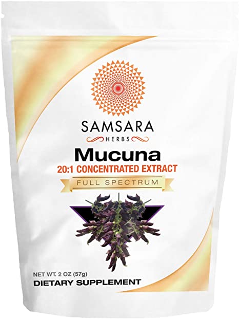 Samsara Herbs Mucuna Pruriens Extract Powder (2oz/57g) (Kapikachhu, Velvet Bean) Dopamine, Up to 25% L-DOPA, Relaxation, Sleep