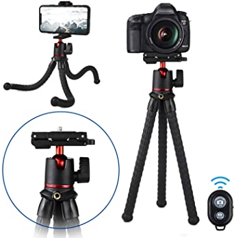 BKEJOY Phone Tripod, Flexible Tripod Phone Camera Tripod Portable Stand Holder Flexible Adjustable Mini Tripod Wireless Remote Shutter Compatible with Universal Smart Phone & Camera