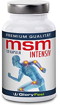 GloryFeel MSM Intensiv 1,600 mg capsules - 99,9% Pure MSM Powder (Methylsulfonylmethane) 120 capsules of highly dosed MSM sulfur powder + Vitamin C and selenium - Premium Quality