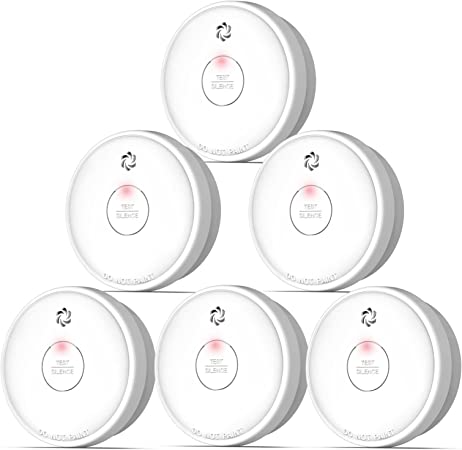 Fire Alarms Smoke Detectors, Smoke Alarm Battery Operated, 10-Year Product Life, Fire Alarm with Test Button & Low Battery Signal, Photoelectric Technology Fire Detectors for Bedroom and Home (6-Pack)