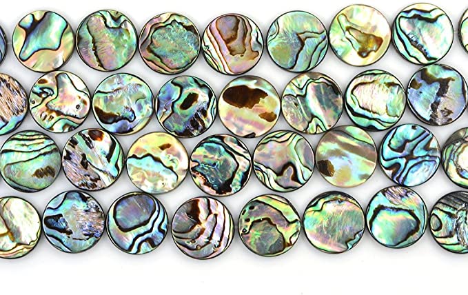 Justinstones 16mm Natural Abalone Shell Flat Coin Beads Strand 16" Jewelry Making Beads
