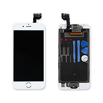 Ayake LCD Screen for iPhone 6s White Display Assembly Digitizer Touchscreen Replacement with Front Facing Camera, Speaker and Home Button Pre-Assembled (All Required Tools Included)