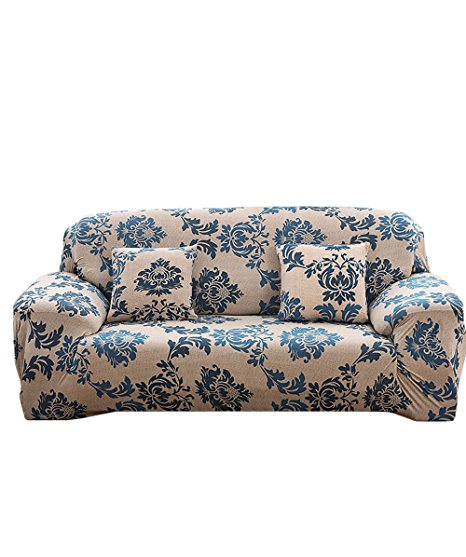 inrisesgrand Floral Printed Sofa Cover Anti-Slip Elastic Slipcover Stretch Polyester Fabric Soft Furniture Protector Couch Cover (Two seater(57''-73''), Provence)