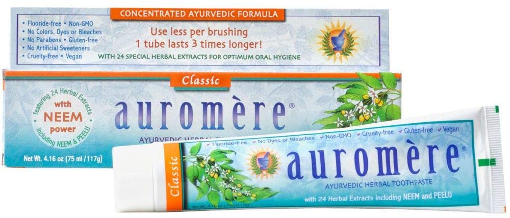 Auromere Ayurvedic Herbal Toothpaste, Classic, licorice, 4.16 Ounce, Classic/Licorice, 4.16 ounces