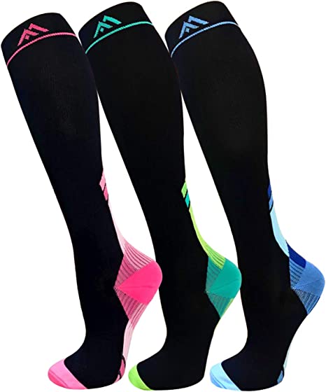 Copper Compression Socks For Men & Women(3 Pairs),15-20mmHg is Best For Running,Athletic,Medical,Pregnancy and Travel