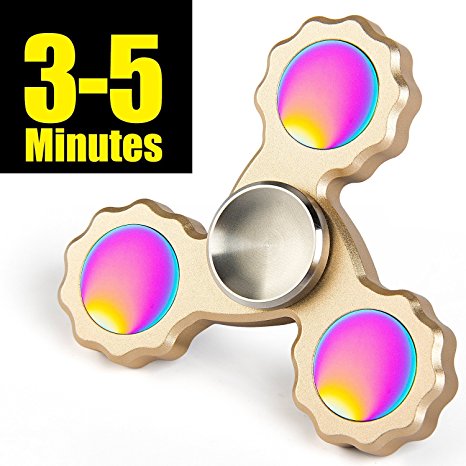 LYNEC Fidget Spinner - Hand Spinner EDC ADHD Focus,Ultra Durable Hight Speed Si3N4 Hybrid Ceramic Bearing,3-5 Mins Spins - Color Brass material