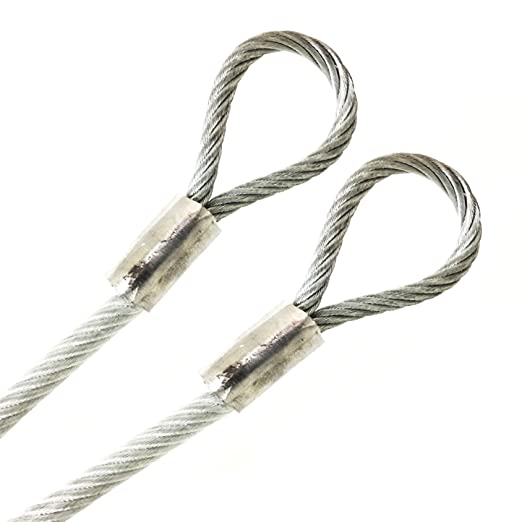 PSI, 3/16" Vinyl Coated Galvanized Steel Cable with Loop Ends, 1/8" Core Diameter, 7x19 Braids, Flexible Multi-Purpose DIY Outdoor Safety Guide Wire Rope (9 feet, Clear)