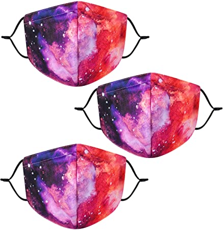 Lullaby 3 PCS Unisex Madks Washable Reusable Face Madks Mouth Cover Galaxy Red