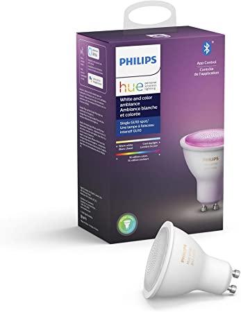 Philips Hue White and Colour Ambiance GU10 LED Smart Bulb, Bluetooth & Zigbee, (Hue Hub Optional), voice activated with Alexa, A Certified for Humans Device