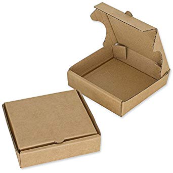4" Kraft Mini Pizza Boxes (Pack of 8) - Chica and Jo Brand - Square Cardboard Boxes 4 inch - Includes 4"x6" plastic treat bags