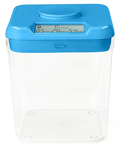 Kitchen Safe: Time Locking Container (Blue Lid   Clear Base) - 5.5" Height