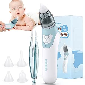 Aspirateur nasal 2 en 1 Nettoyeur de nez électrique pour bébé et dissolvant de cire d'oreille avec 4 embouts réutilisables pour nouveau-nés, tout-petits et bébés