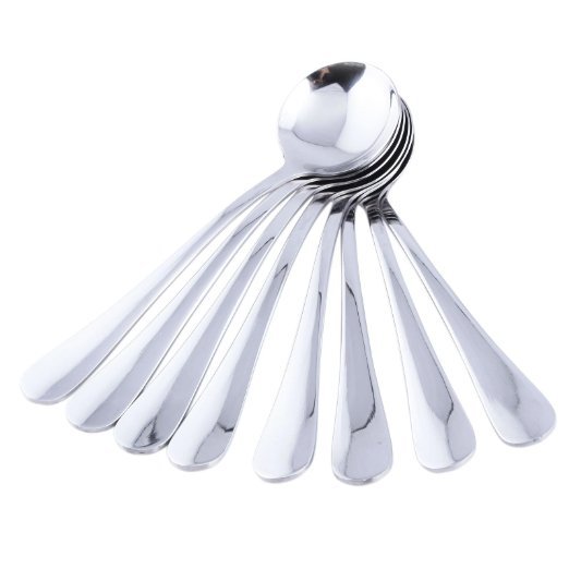 MIU COLORreg Round Soup Spoons Table Large Spoons with Stainless Steel Set of 8