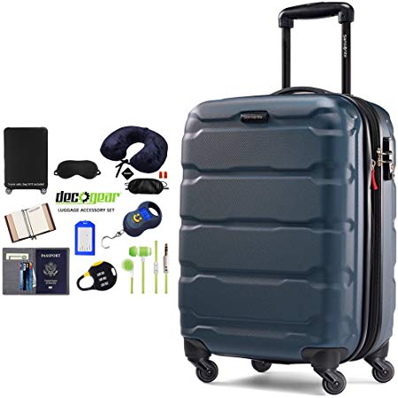 Samsonite Omni Hardside Luggage 20" Spinner Teal (68308-2824) with Deco Gear Ultimate 10pc Luggage Accessory Kit