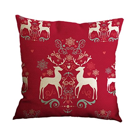 Nunubee Christmas Decorative Home Linen Sofa Cushion Cover Pillow Case Elk 1