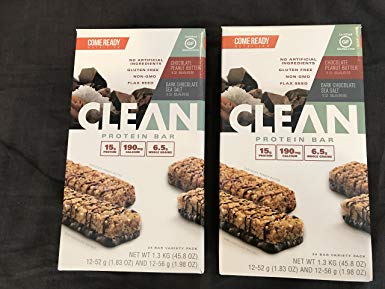 Come Ready Nutrition Clean Protein Bars (2 pack) 48 Total Bars - 24 Chocolate Sea Salt and 24 Chocolate Peanut Butter