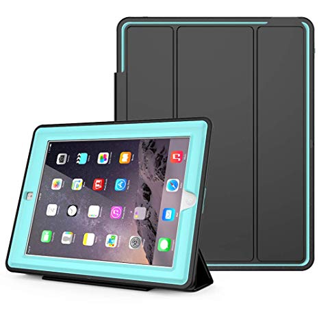 SEYMAC Stock iPad 2/3/ 4 Case, (Not for 5/6th or Mini), Heavy Duty 3 Layer Drop Proof, AUTO Sleep/Wake Protective Leather Stand Cover for iPad 4th Gen with Retina Display, iPad 3 & iPad 2 (Light Blue)