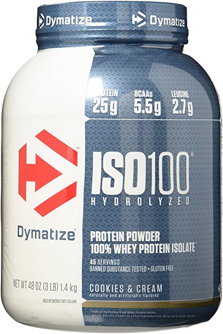Dymatize ISO 100 Whey Protein Powder Isolate, Cookies & Cream, 3 lbs