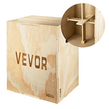 VEVOR 30x20x24 Wood Plyo Box 441LB Capacity Exercise Box Plyometric Jump Box with Internal Cross Bracing Plyo Box for Crossfit Training Plyometric Boxes for MMA or Plyometric Agility