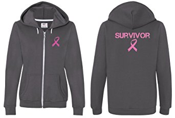 Buy Cool Shirts Ladies Breast Cancer Pink Ribbon Survivor Full Zip Hoodie