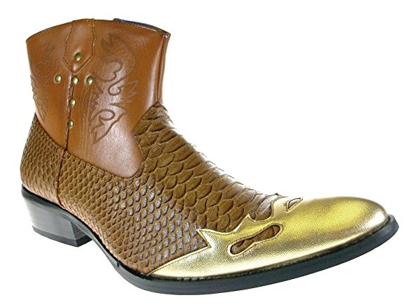 Alfa Men's M1794 Short Westren Cowboy Boots Faux Snake Skin