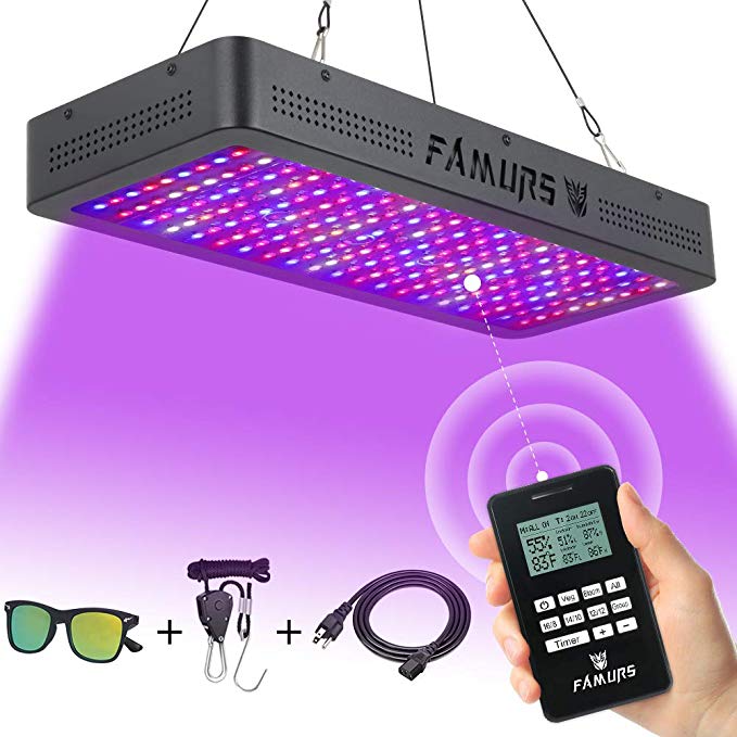 FAMURS 2000W LED Grow Light, Remote Control-Series Grow Lamp with Timer/Thermometer Humidity Monitor and Adjustable Rope,Full Spectrum Plant Light for Indoor Plants Seeding Veg and Flower