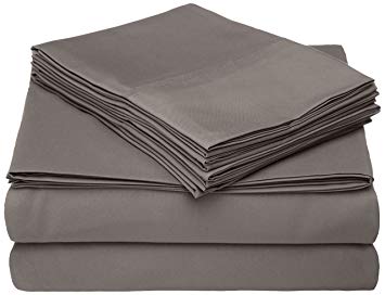 Home Collection Micro Caress Luxurious Sheet Set, 90GSM 4 -Piece Queen Size with 2 Additional Pillowcase, Gray Color