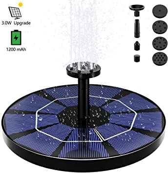 AD ADTRIP 3.0W Solar Fountain Pump for Bird Bath with 1200mAh Battery Backup, Solar Powered Fountain Pump Small Floating Solar Water Fountain Kit for Outdoor, Garden, Small Pond, Pool