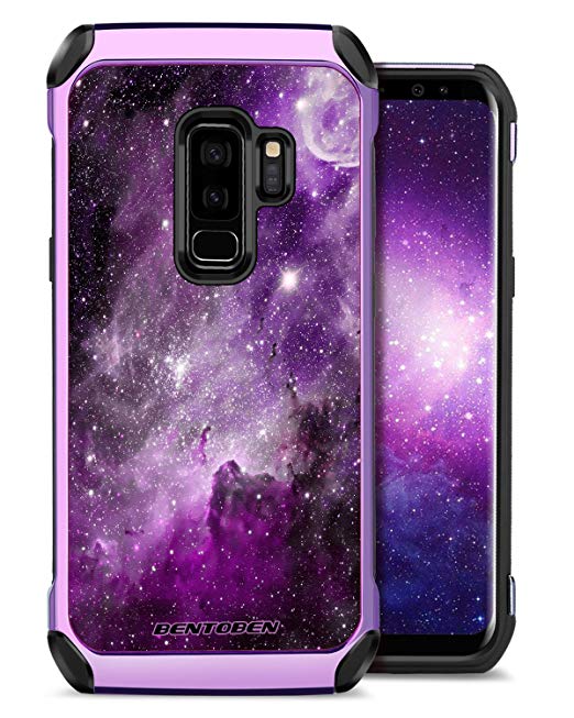 BENTOBEN Galaxy S9 Plus Case,Samsung S9 Plus Case,Soft Hybrid TPU Bumper Hard PC Cover Shockproof Protective Phone Case Cover with Purple Universal Nebula Pattern Design for Samsung S9 Plus