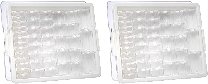 Elizabeth Ward Bead Storage Solutions 45 Piece Stackable Plastic Organizer Tray with 42 Compartments in Assorted Sizes, Labels, and Lid (2 Pack)