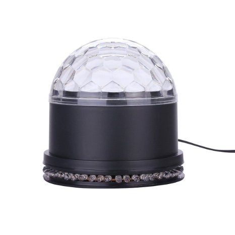 Starlight 51 RGB LEDS Sound Actived 12 Color Changes Mini Rotating Magic Ball Stage Lights for KTV Xmas Party Wedding Show Club Pub Disco DJbalck