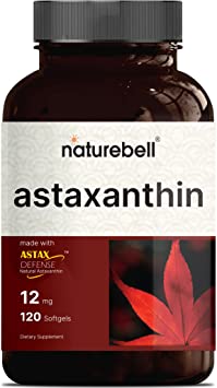 Maximum Strength Astaxanthin Softgel Supplements, 12mg Astaxanthin Per Serving, 120 Softgels, 4 Month Supply, Strongly Promotes Skin & Joint Health, Hear Function and Immune Support, Non-GMO