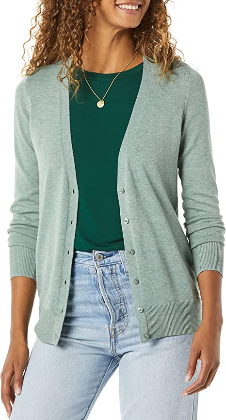 Amazon Essentials Women's Lightweight Vee Cardigan Sweater (Available in Plus Size)