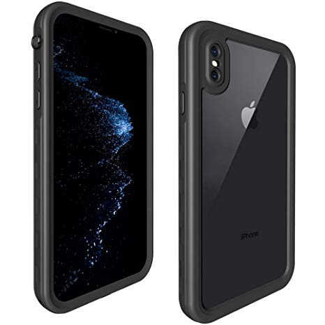 ShellBox iPhone Xs Max Waterproof Case, IP68 Level Full-Body Protective Shockproof with Built in Sensitive Touch Screen iPhone Xs Max Waterproof Case 2018 Release (Black1)