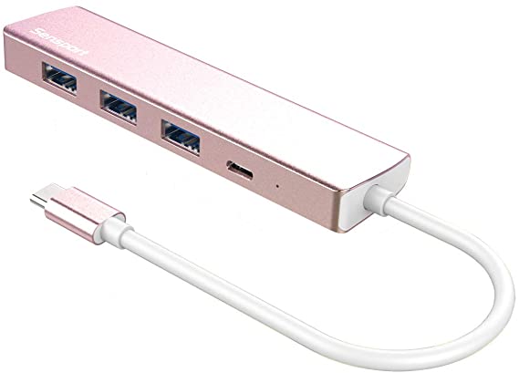 USB C Hub, Type C Hub, Sensport 4-in-1 Type C hub with PD 60W, USB 3.0 Compatible for Mac Pro and Other Type C Laptops Tablets (Pink)