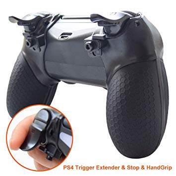Pandaren PS4 Controller Grip, PS4 Trigger Extenders,PS4 Trigger Stops, Silicone Attached Hand Grip Armor Case for PS4 Controller Playstation 4 /PS4 Slim/PS4 Pro Shell Protector(Black)