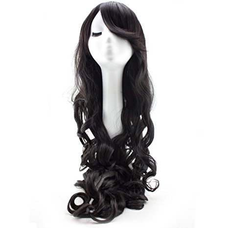 32 Inches Black Long Big Wavy Cosplay Synthetic Hair Wigs for Women