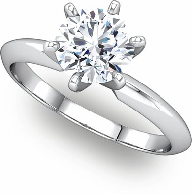 Exquisite! Women's 14k White-gold 2 ct Round Brilliant Moissanite Solitaire Engagement Ring - 8.0mm