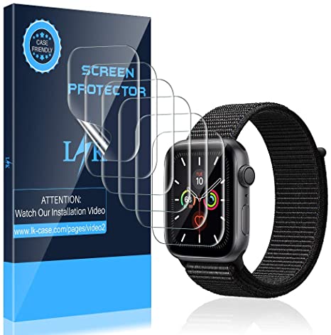 LK[6 Pack] Screen Protector for Apple Watch Series 5/4 44mm /,Series 3/2 / 1 42mm, [New Version] [Full Coverage] [Case Friendly] HD Clear Flexible Film